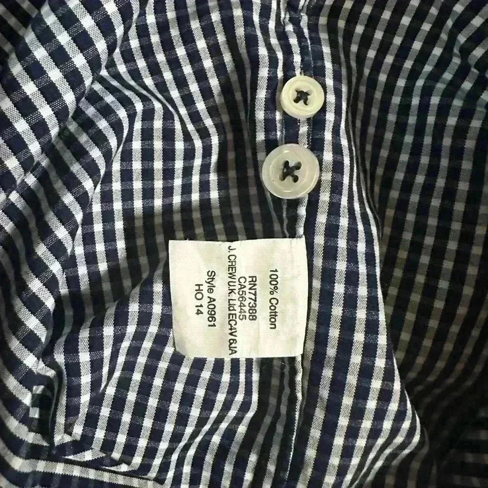 J. Crew 80's 2 Ply Thompson Shirtings Mens L 16-16.5 Blue Checkered Long Sleeve